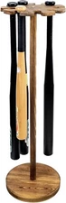 Freestanding Rustic Wood Baseball Bat Display Rack, Bat Holder, Holds 9 Bats