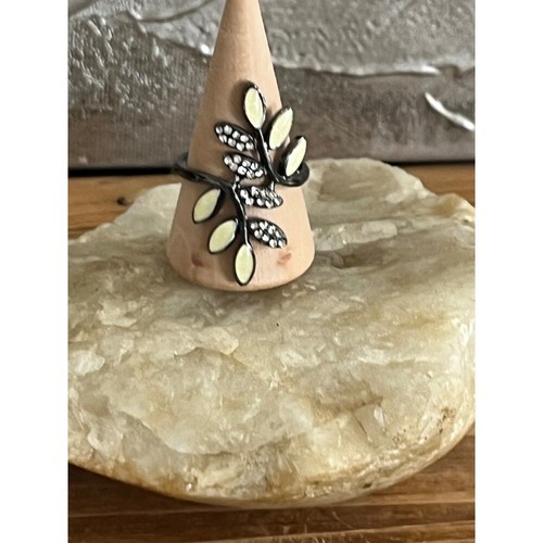 Neu Weinblatt Titan Ring, Strass Statement Cocktail Band Boho Ring-Größe 10 - Bild 11 von 16