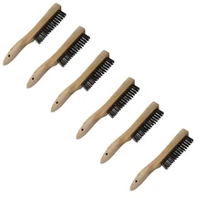 10"  Steel Hand Wire Brush w Hard Wood Handle, Pack of 6 Scratch Brushes