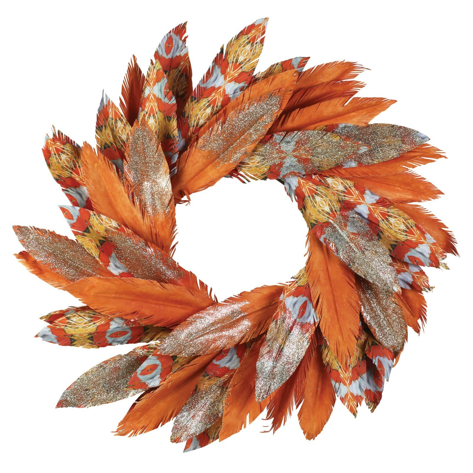 Pacific Gold Watercolor Paper Feather Wreath 24