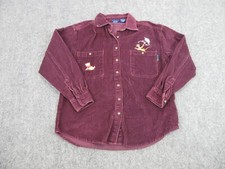 Disney Shirt Womens Adult Small Purple Button Up Winnie The Pooh Corduroy Ladies