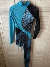 Weissman Adult Small Dance Costume  Black White Velvet Blue Black Jazz