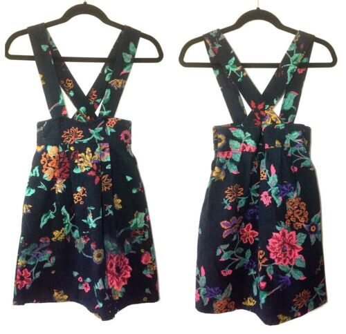 Vintage Disney Wear Made USA Disney Denim Floral Overall Skirt Girls Size 7