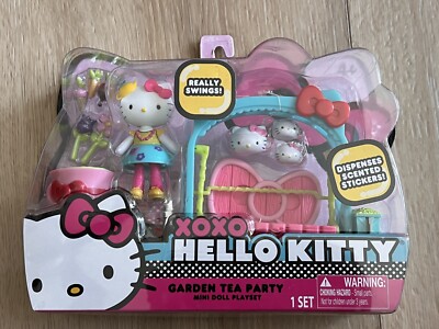 NEW Hello Kitty XOXO Garden Tea Party Mini Doll Playset Stickers