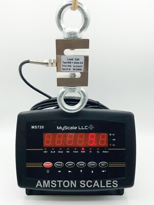 Hanging Scale 5000 LB Pre Calibrated S Type Load Cell Crane Tension Lifting LED