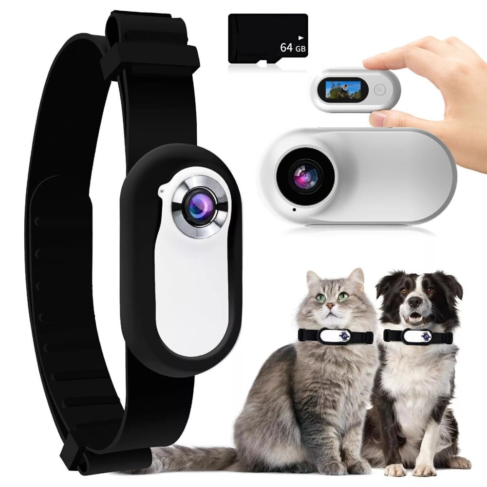 1080P Pet Dog Cat Camera Collar with 64G TF Card No WIFI Sport Cam Video Records-image