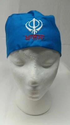 ONLINESIKHSTORE Sikh Punjabi Bluish Kids Infants baby patka pathka Khanda bandana Head Wrap Gear
