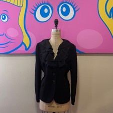 Moschino Black Ruffle Neck Blazer
