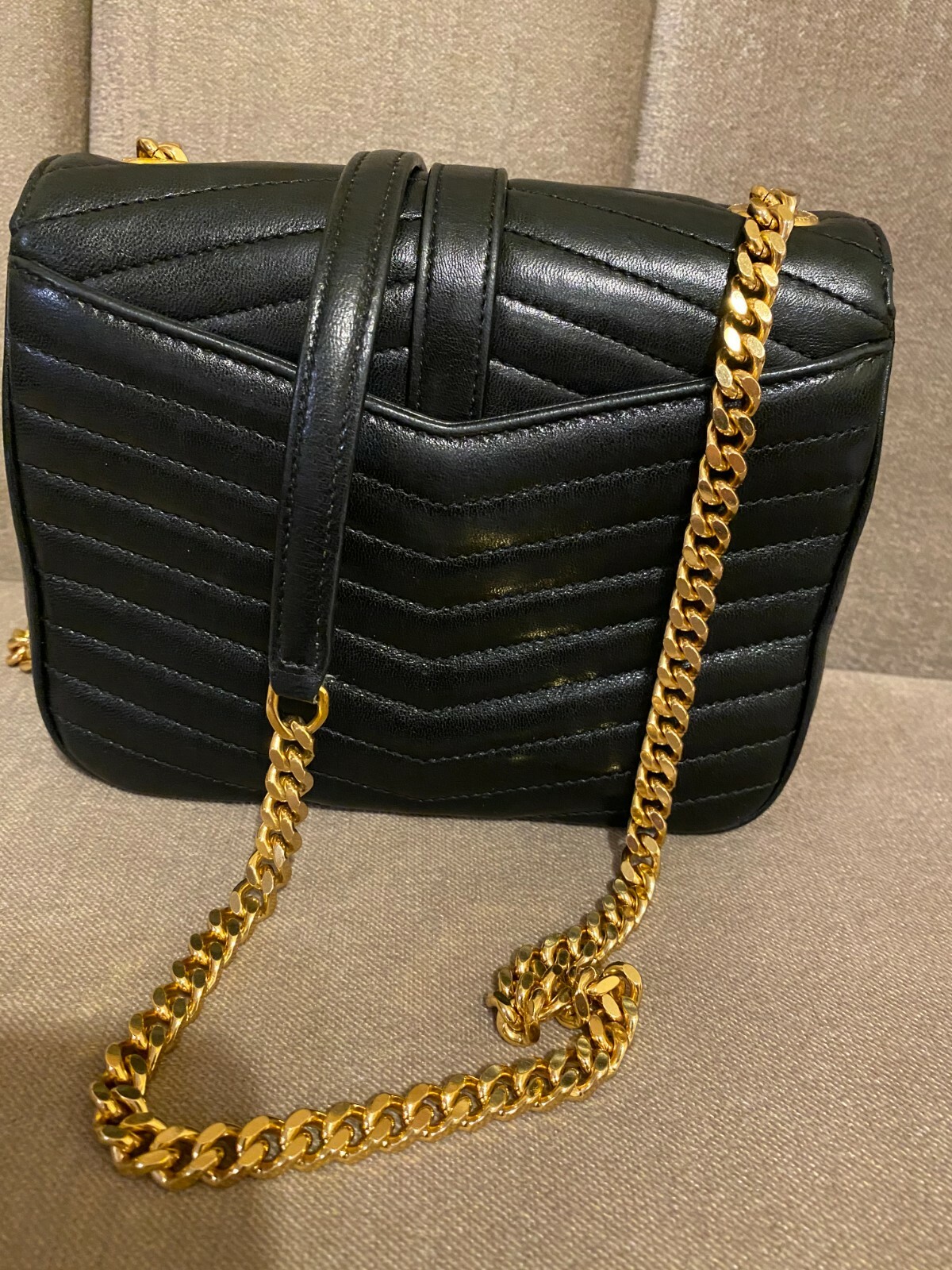 YVES SAINT LAURENT Pelle d'Agnello Trapuntata Nera Sulpizio Triplo Flap A V Small Cr