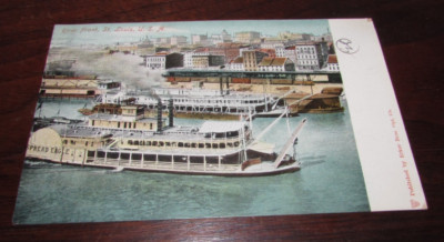 Antique 1905 Postcard River Front St. Louis Missouri Spread Eagle Steamboat