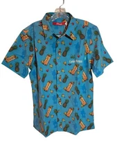 Shinesty Men's Sz Med Blue Captain Morgan Pineapple Hawaiian Shirt Adult NWT