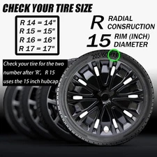 For Hubcap Wheel Replacement R15 Rim Hub Caps Universal Wheel Rim Black