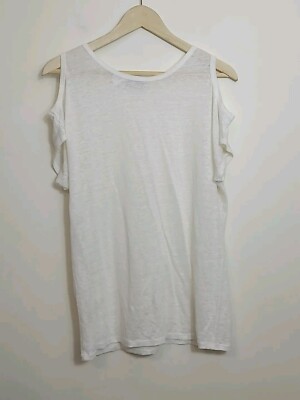 Acrobat 100% Linen White Cold Shoulder Top Size S