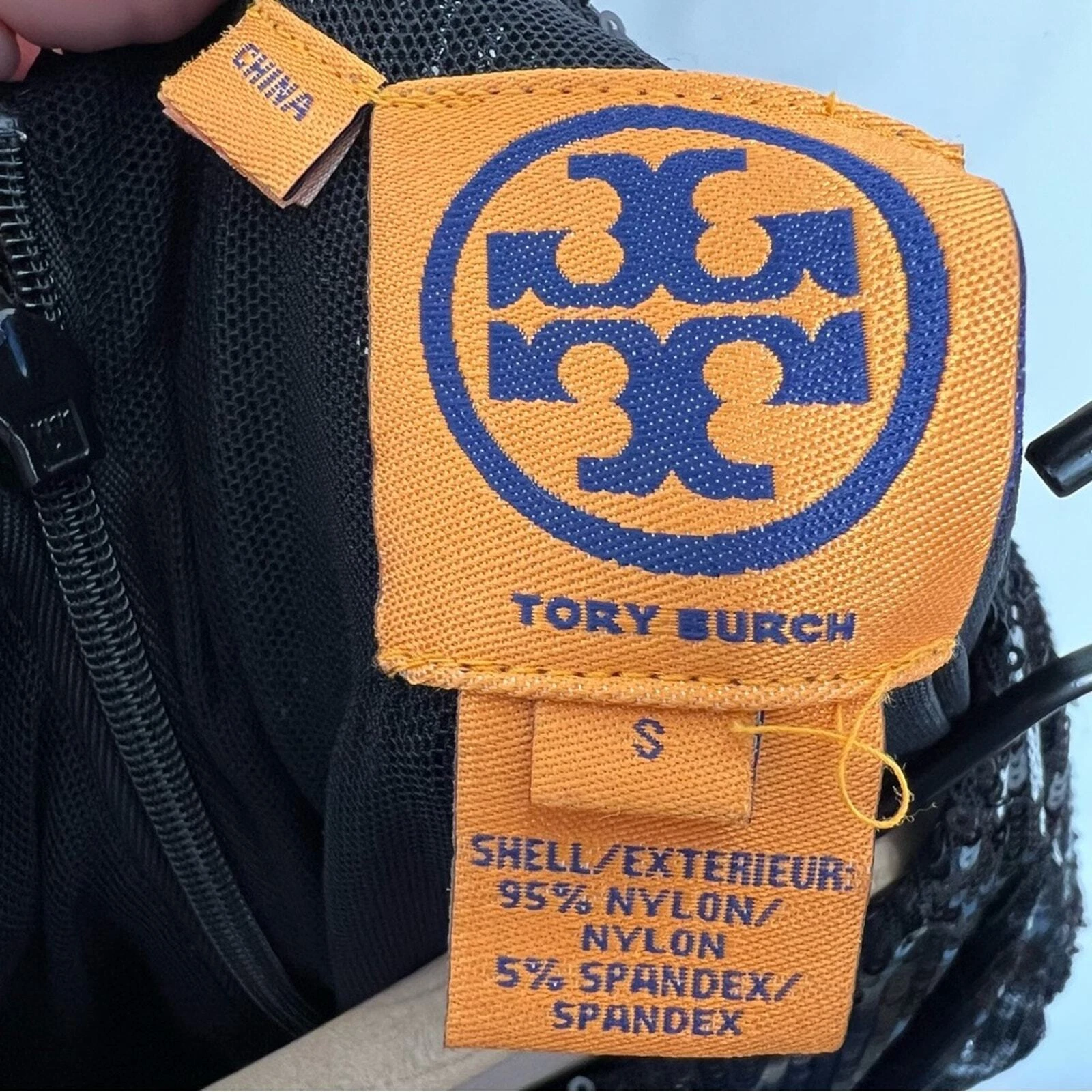 Abito Tory Burch nero paillettes manica 3 4 sera festa vestito nuovo anni taglia S