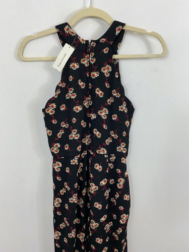 NUEVO Mono Francesca's Miami Negro Rojo Floral Talla XS 90 Sin Mangas Cuello Alto - Imagen 6 de 10