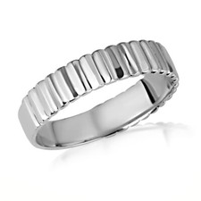 .925 Sterling Silver Classic Ribbed Band Ring
