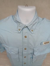 Magellan Mens Sports Gear Medium Blue Vented Fishing, Camping Short Sleeve Shirt