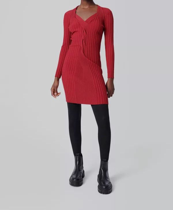 red dress with black tights and boots  Dazzling in Red: @miriam.gragg  Elegance meets boldness in this  jaw-dropping red bodycon dress from @edikted, flawlessly adorned by the  fabulous @miriam.gragg!  Strutting in style with sleek black boots and