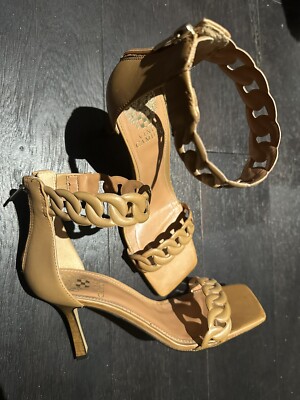 Vince Camuto Women's Strappy Heeled Sandals Cocoa Brown Size 8 Cognac Stiletto