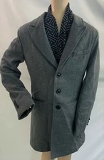 HXW.GJQ Men's Winter Warm Slim Fit Long Wool Blend  Business Coat Jacket,S, GRAY