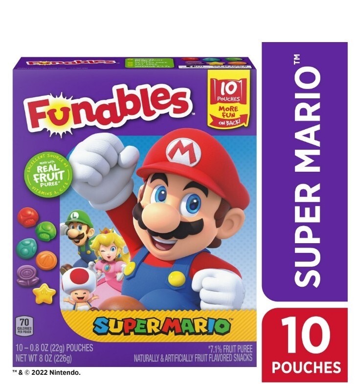 Funables Super Mario Fruit Flavored Snacks, free shipping, 0.8 oz, (10 ...