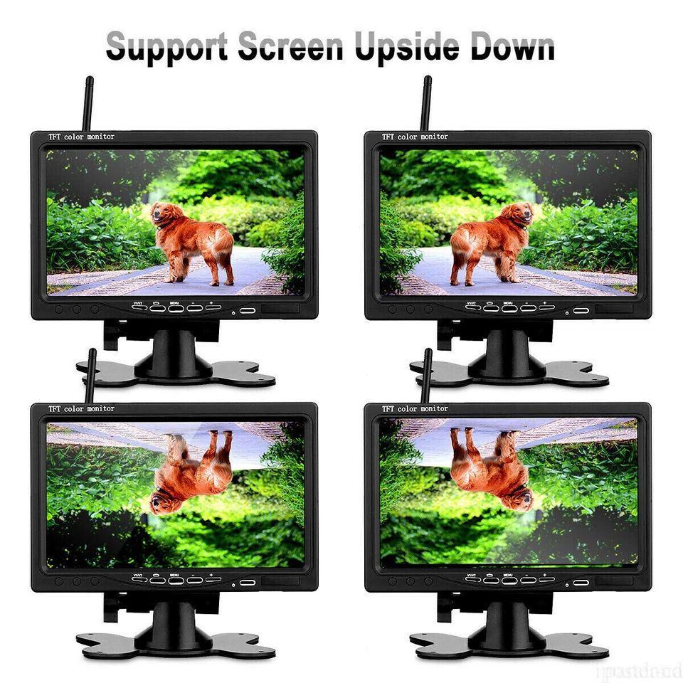 Wireless 7" Car Monitor Dual Mounts 2x IR CCD Reversing Camera For Truck Caravan - Image 4 of 4