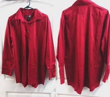 J. FERRAR RED SLIM FIT STRETCH DRESS MENS LONG SLEEVE SHIRT XL 17-17 1/2 34/35