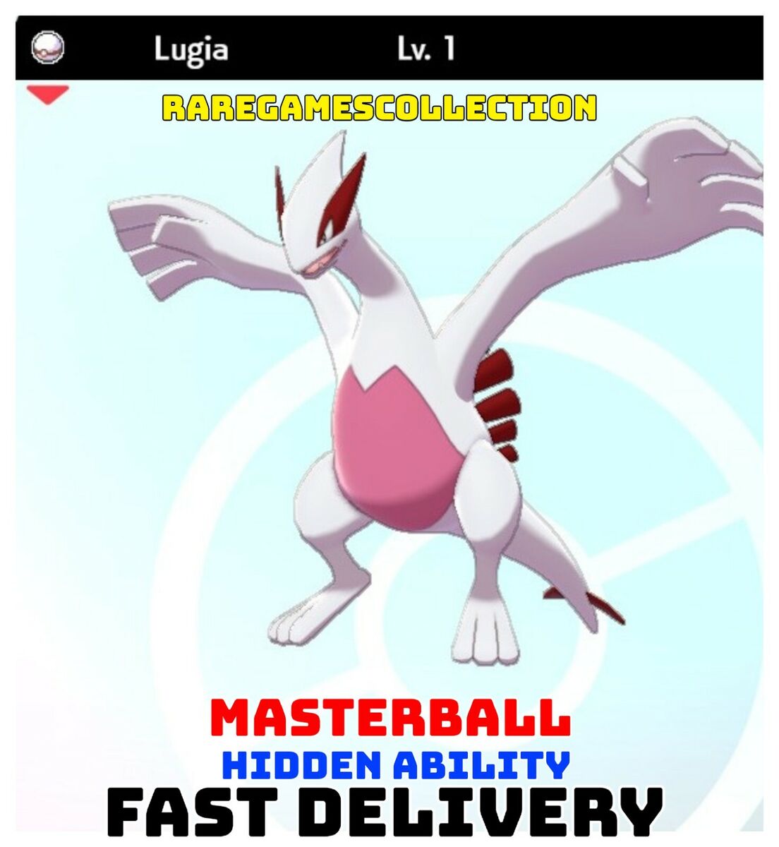 Pokemon Sword and Shield Shiny Lugia 6IV Competitively Trained