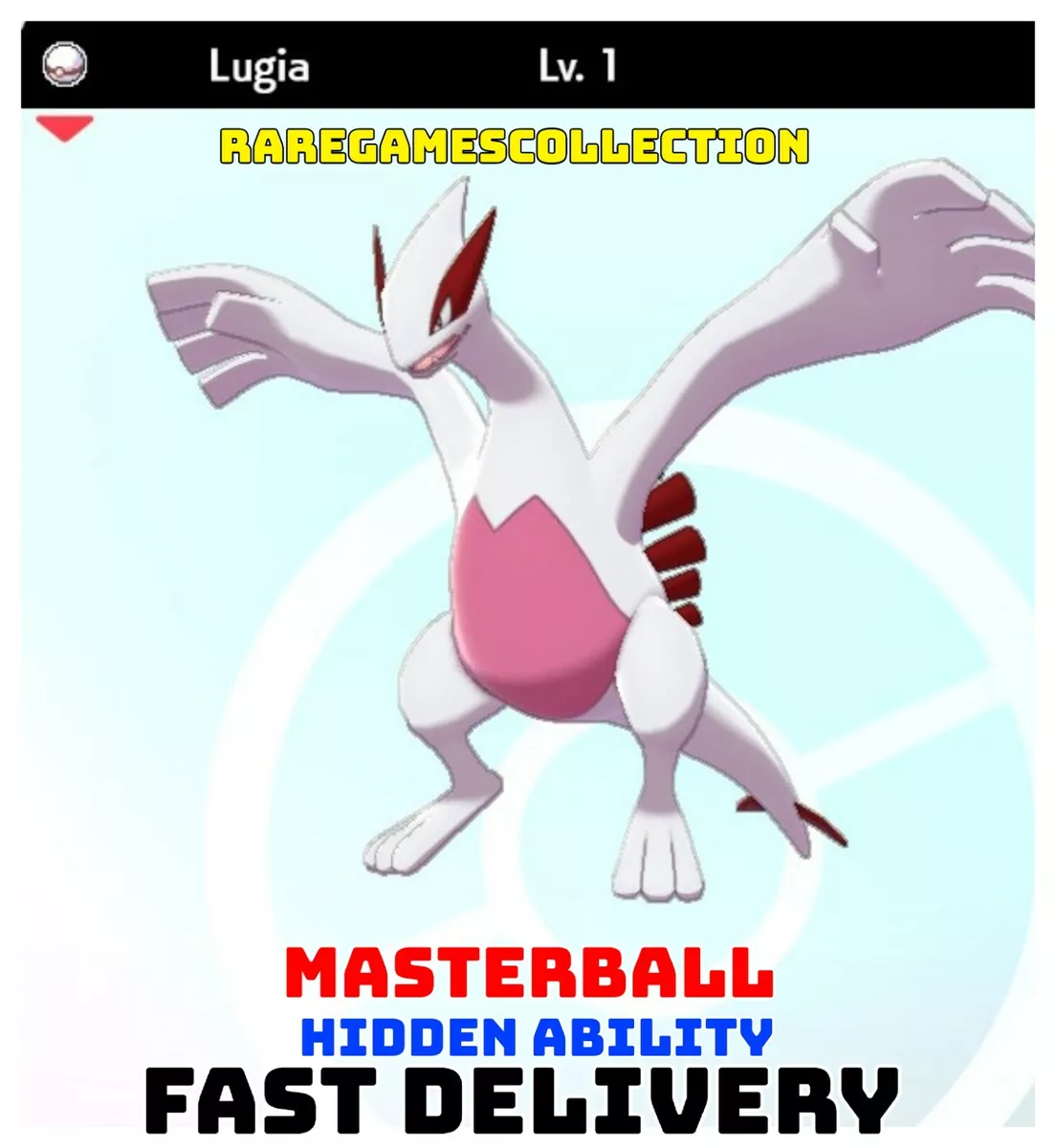 Pokemon Sword Shield ✨ SHINY ✨ 1 LEVEL LUGIA LEGENDARY 6IV FAST