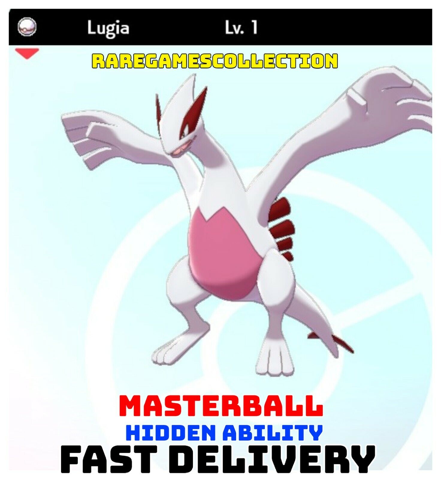 Pokemon Sword Shield ✨ SHINY ✨ 1 LEVEL LUGIA LEGENDARY 6IV FAST DELIVERY