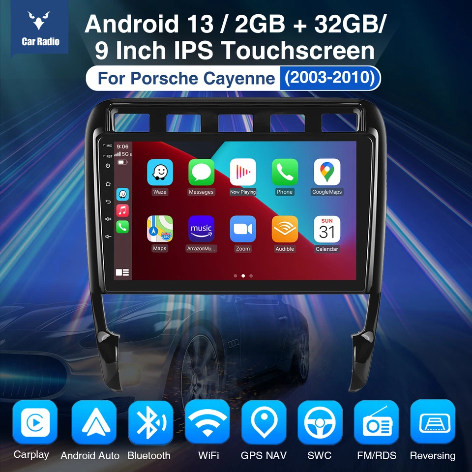 Apple Carplay For Porsche Cayenne 2002-2010 Car Stereo Radio Android 13 GPS Navi - Image 2 of 4