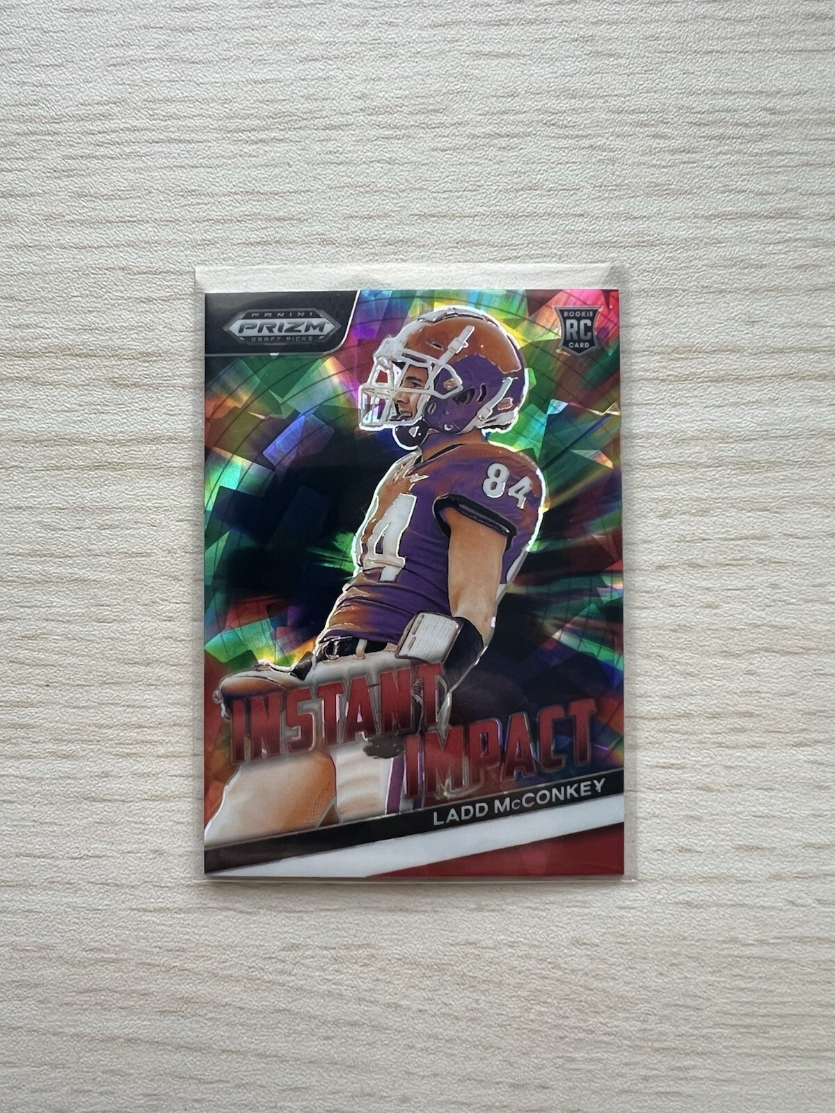 2024 Prizm Draft Picks Ladd McConkey Red Ice Instant Impact Rookie Card II-LM