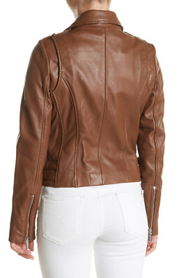 MICHAEL KORS キャメルレザージャケット NEW MICHAEL KORS $450 DARK CAMEL LEATHER MOTO JACKET SZ S SMALL | eBay