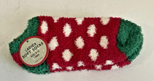 NWT Women's Cozy Holiday Socks 9-11 Fuzzy Red Green Dot 1 Pair