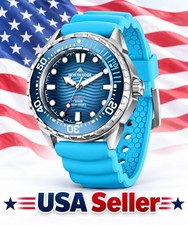 New Men's 46MM Quartz SOLAR Watch Blue Dial Stainless Steel Bracelet NorthEdge