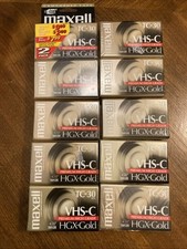 Maxell TC-30 VHS-C Premium High Grade, HGX-Gold Lot Of 10 Pack Camcorder Tapes
