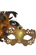 Brand New Lady Bella Feather Glitter Venetian Masquerade Mask Brown