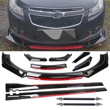Front Bumper Lip Spoiler Splitter Glossy Black +R For Chevrolet Impala Body Kit
