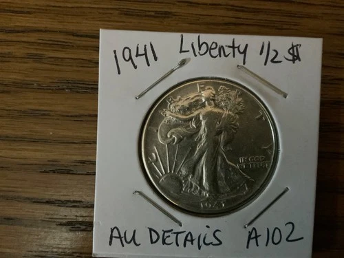 1941. Walking Liberty Half Dollar high grade AU details A102