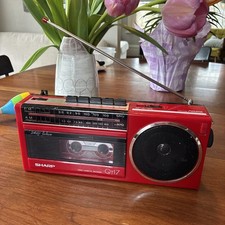 Sharp Qt-17 Red Portable Radio Cassette Player - Includes Original Power Supply