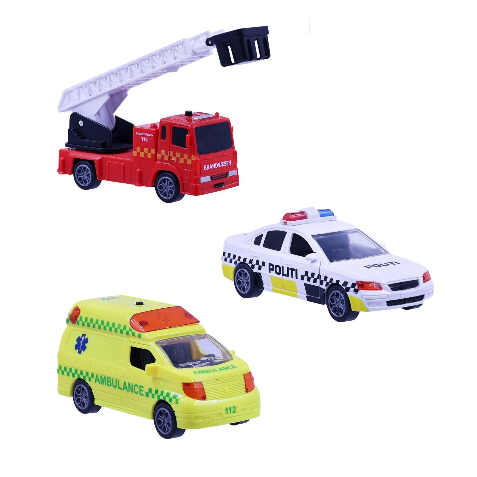 Motor 112 - Pullback Rescue Vehicles w.light & sound (3 pcs) (I-1600006)