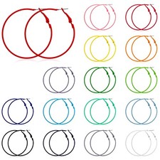 16 Pairs Colored Hoop Earrings for Women Matte Colorful Hoop 80s Retro Neon D...