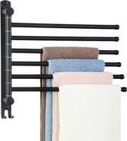 Handtuchhalter Edelstahl Schwenkbar 6-Armig Wandmontage Schwarz FüR Bad KüChe