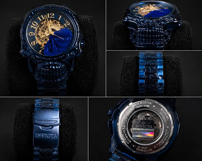 Invicta Joker Automatic 100m Skeleton Dial Blue Steel Bracelet 52mm