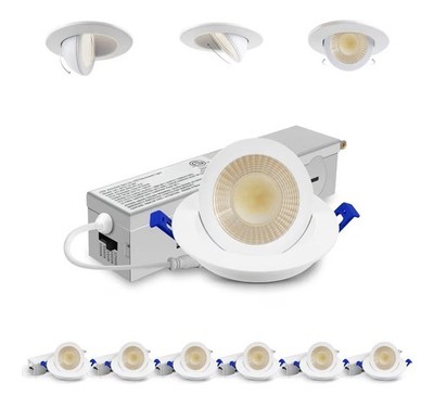 6 PC 2 Inch 5CCT Gimbal Led Recessed Lighting with Junction Box, 360°+90° Adjust