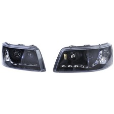 Scheinwerfer mit LED Tagfahrlicht Optik Schwarz für VW Transporter Bus T5 03-09