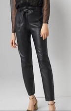 White House Black Market WHBM Women's High Rise Tapered Faux Leather Pants - 6R