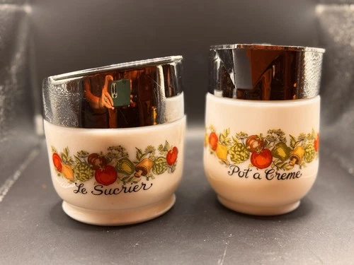 Vintage Gemco Corning Spice Of Life Sugar Bowl & Creamer Set