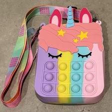Unicorn Fidget Bag Rainbow Pop-it Purse Toy Silicone Antistress