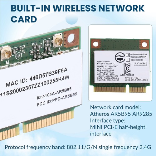Atheros AR5B95 AR9285 Drahtlose Netzwerk Karte 2.4G 150Mbps PCI-E Halbhohe 5614 - Afbeelding 6 van 7